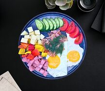 Яичница с ветчиной, беконом, сыром и овощами