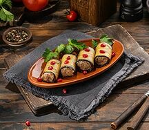 Рулетики из баклажанов в орехами
