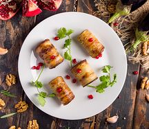 Рулетики из баклажанов с орехами