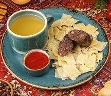 Хинкал Лезгинский или Кумыкский с сушеной колбасой