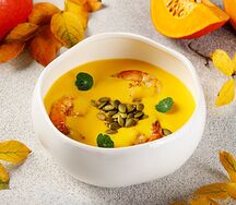 Тыквенный суп с креветками