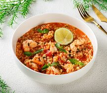 Паста птитим с креветками