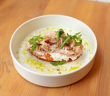 Запеченный батат с мортаделлой 