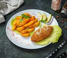 Котлеты по-киевски с картофелем по-деревенски