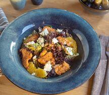 Теплый салат с семгой