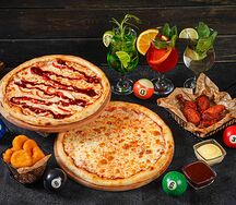 Комбо Пицца с курочкой BBQ, пицца Маргарита, 2 закуски, 3 лимонада, 2 соуса