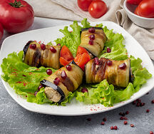 Рулетики из баклажанов с орехами