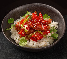 Рис с курицей в кисло-сладком соусе