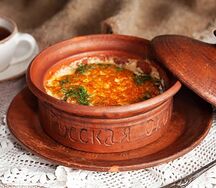 Картофельный дерун с жюльеном из грибов
