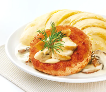 Котлета куриная с картофельным пюре и сливочным соусом