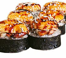 Запеченный ролл с угрем и лососем