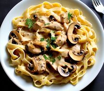 Паста с курицей и грибами