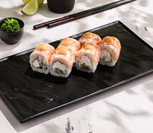 Филадельфия с креветками и цитрусовым спайси соусом