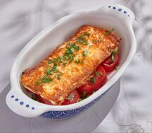 Жареный сыр сулугуни со свежими помидорами