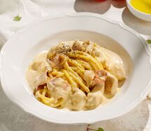 Паста Карбонара с цыпленком и беконом