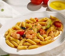 Паста с креветками и цукини