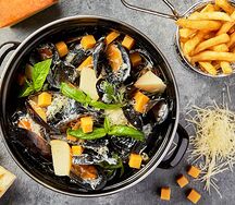 Мидии в соусе четыре сыра 