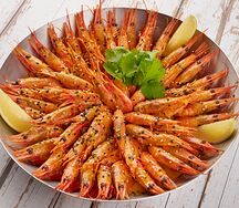 Жареные магаданские креветки XL в соусе