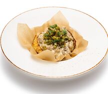 Запечённый картофель с бефстроганов