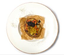 Запечённый картофель с лососем и водорослями нори