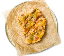 Брускетта с креветкой и кремом из батата