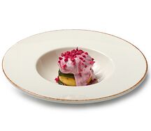 Сырники из рикотты с мятой, малиной и кокосовым молоком