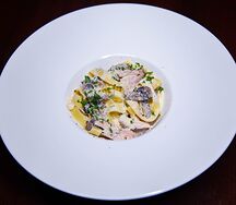 Паста c курицей и грибами