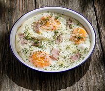 Яичница с ветчиной и сыром