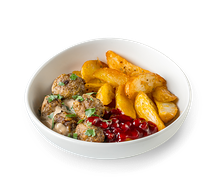 Фрикадельки с картофельными дольками 