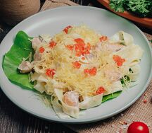 Паста феттуччине с семгой
