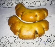 Пирог Рогалик с картошкой и сервелатом