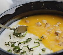 Рисовая каша на кокосовом молоке с пюре манго