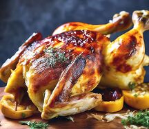 Курица гриль с салатом и соусами