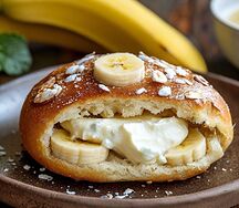 Булочка с творогом и бананом 