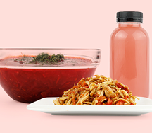 №2 Борщ, удон с курицей, морс ягодный