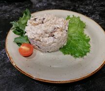 Рис с грибами затянутые сливками