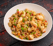 Тяхан жареный рис с морепродуктами