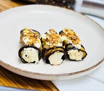 Рулетик из баклажана с адыгейским сыром