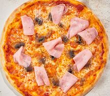 Пицца с ветчиной и грибами