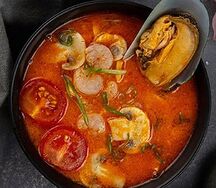Суп Кимчи с лапшой и морепродуктами
