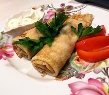 Блинчики с ветчиной и сыром