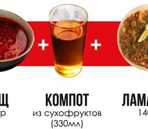 Комбо-обед с борщом и ламаджо 