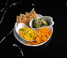 Маринованная огуречная лапша на гречишном меде с морковной сметаной