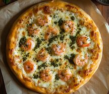 Пицца Креветки песто