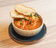 Тыквенный суп с креветками