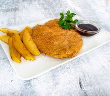 Шницель из куры с печеным картофелем