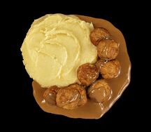 Фрикадельки куриные с пюре под соусом Демиглас
