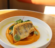 Судак с пюре из батата