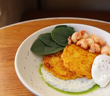 Оладьи из тыквы с креветками