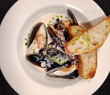 Мидии в соусе горгонзола